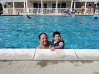 Carter and Dad at the Pool